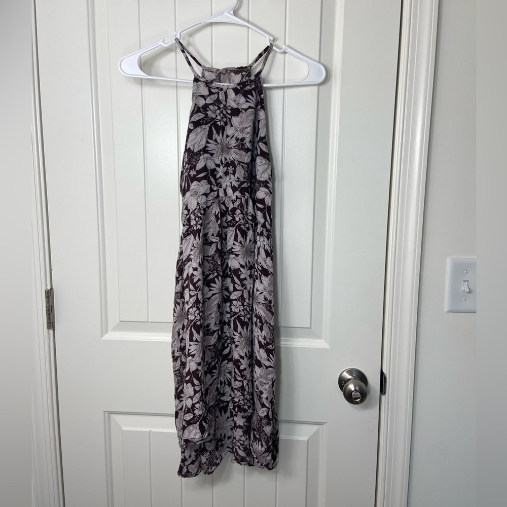 Kimchi Blue Anthropologie women’s brown cream high low high neck summer dress M